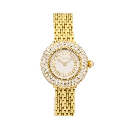 Cartier 24mm Yellow Gold Watch with Diamond-Studded Dial