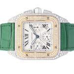 Cartier Santos 100 Chronograph 2740 Steel Gold Aftermarket Diamond Automatic