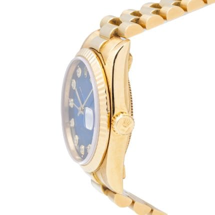Rolex Datejust 31mm 68278 Yellow Gold President Aftermarket Diamond Blue Dial