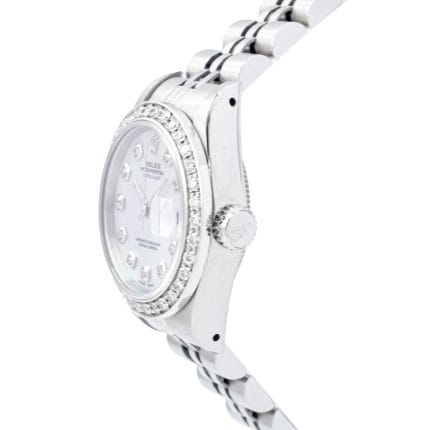 Rolex Lady-Datejust 26MM 69174 Aftermarket Silver Diamond Dial Bezel