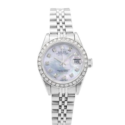 Rolex Lady-Datejust 26MM 69174 Aftermarket Silver Diamond Dial Bezel